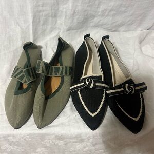 Elegant Women's Black and Green Loafers